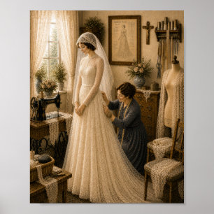 Affiche Mariage Artisanat Voile de mariée catholique vinta