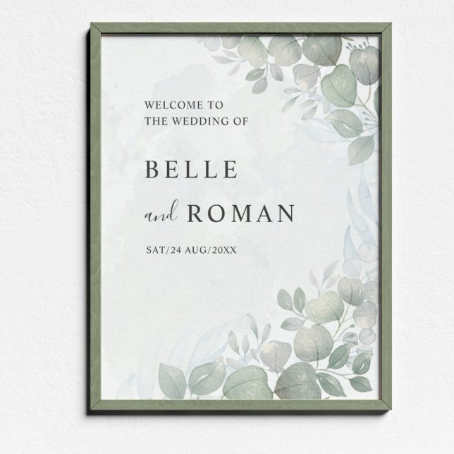 Affiche Mariage au feuillage d'eucalyptus aquarelle (Créateur téléchargé)