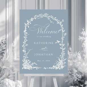 Affiche Mariage au jardin avec arche botanique poussiéreux