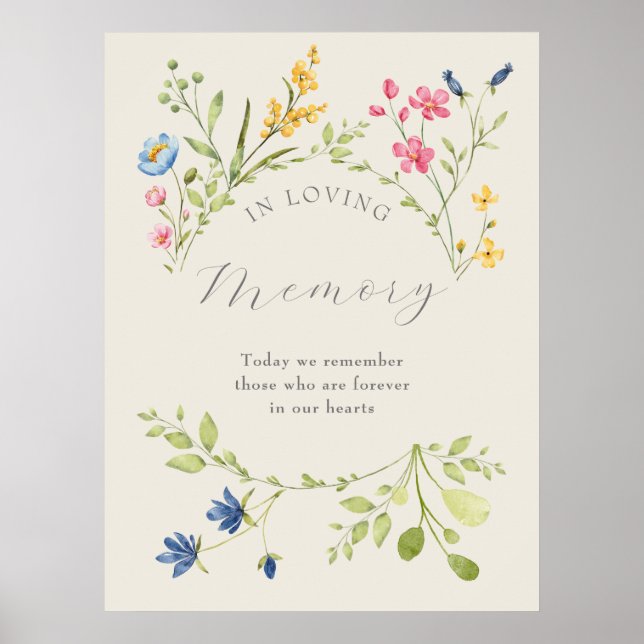 Affiche Mariage aux Fleurs Sauvages En Souvenir Affectueux (Devant)