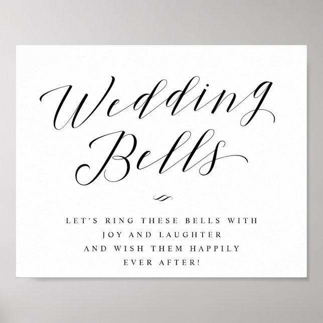 Affiche Mariage Bells Envoyer Désactiver Calligraphie Mari (Devant)