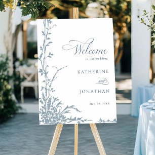 Affiche Mariage Bienvenue au Jardin Botanique Dusty Blue