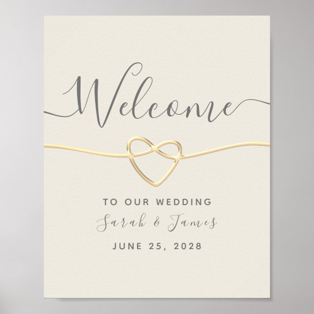 Affiche Mariage Bienvenue Calligraphie Dorée (Devant)