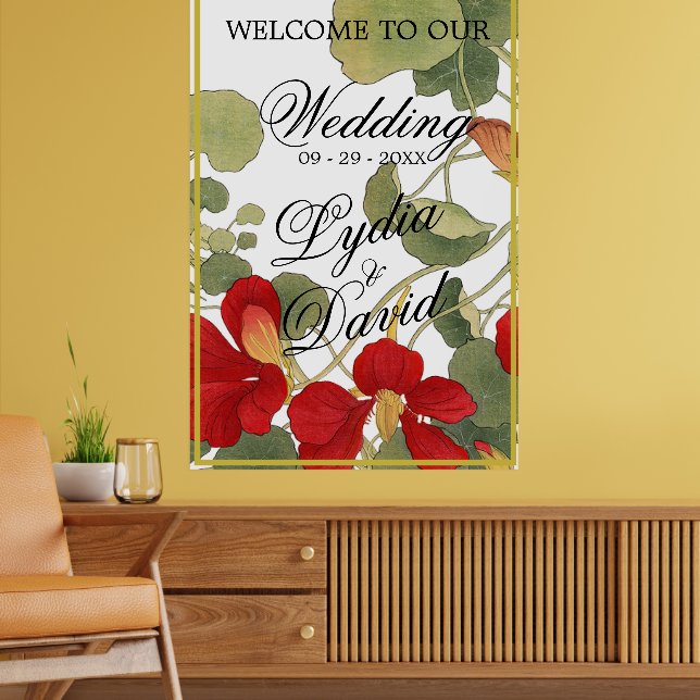 Affiche Mariage Bienvenue Elégant Floral Orange (Salon 2)