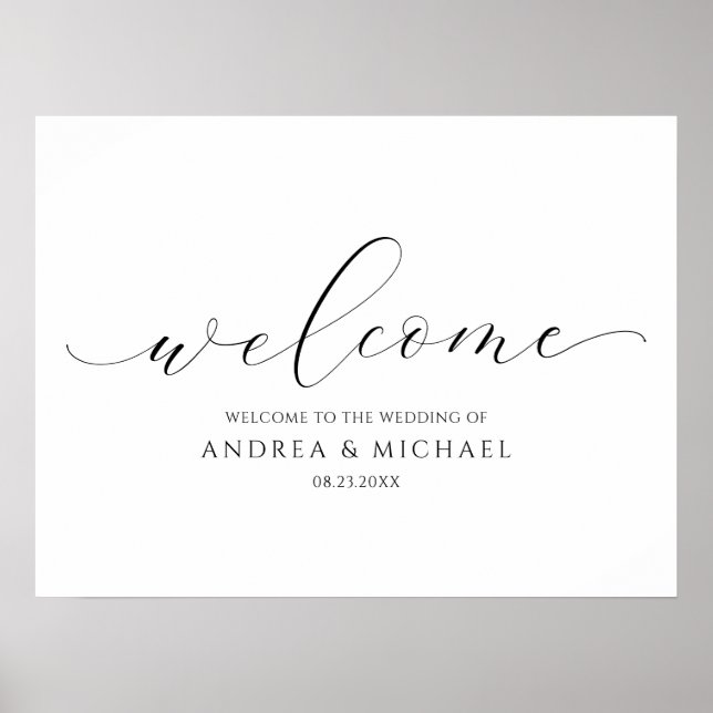 Affiche Mariage Bienvenue Luxe Calligraphie Typographie (Devant)