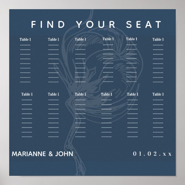 Affiche Mariage bleu Plante en coton botanique (Devant)