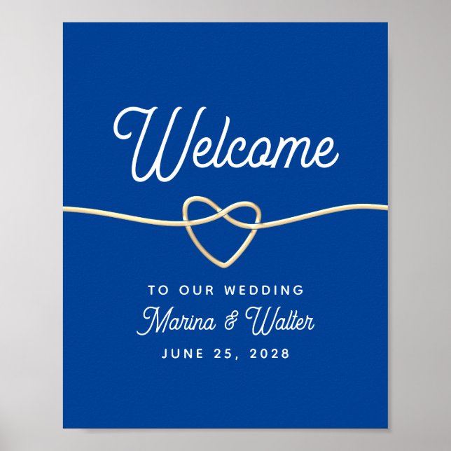 Affiche Mariage bleu royal Bienvenue (Devant)