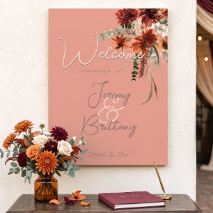 Affiche Mariage Bohème Automne Fleurs de Pêche Rouille Neu
