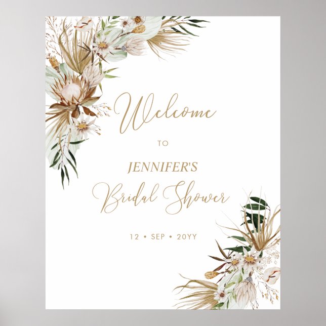 Affiche Mariage Bohème Doré Bienvenue à la Mariée (Devant)