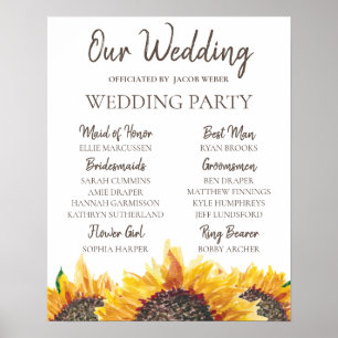 Affiche Mariage Bohème Jaune Brun Tournesol Blanc