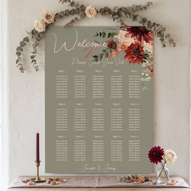 Affiche Mariage Bohème Rust & Neutre Floral Automne Vert S (Créateur téléchargé)