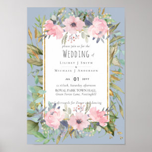 Affiche Mariage Boho rose pâle