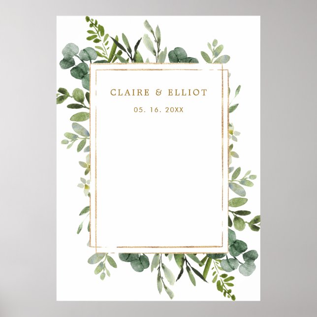 Affiche Mariage Botanique Gold Greenery Contexte (Devant)