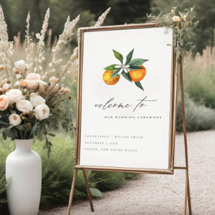 Affiche Mariage botanique minimal chic orange