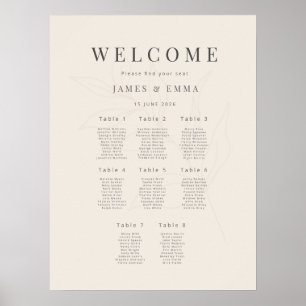 Affiche Mariage Botanique Minimaliste (8) Beige Doux