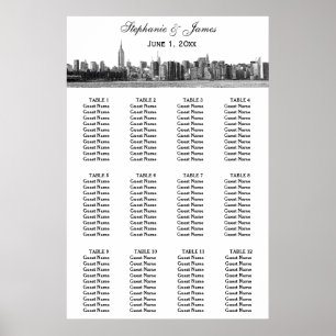 Affiche Mariage BW NYC large Skyline Etché
