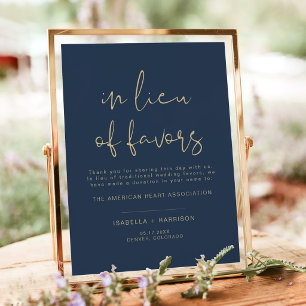 Affiche Mariage CAITLIN Navy et Or En Remplacement des Fav