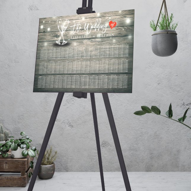 Affiche Mariage Carte de siège Champagne Lunettes de bois  (Créateur téléchargé)