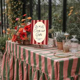 Affiche Mariage « Cartes et Cadeaux » rayé rouge et rose