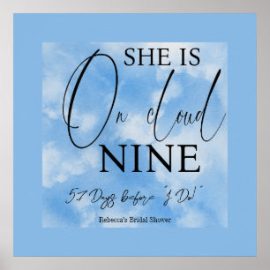 Affiche Mariage Céleste Nuageux Bleu Aquarelle
