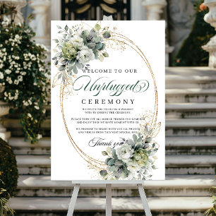 Affiche Mariage Cérémonie Non Branchée Botanique Vert Blan