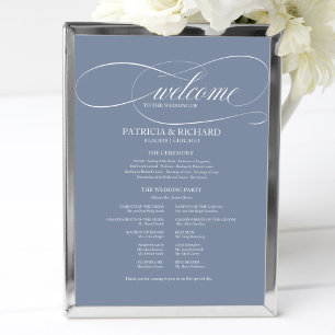 Affiche Mariage Ceremony Programme Board Dusty Blue