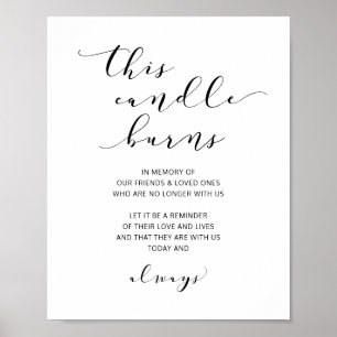 Affiche Mariage Cette Bougie Brûle Signer Script Moderne