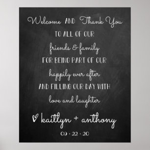 Affiche Mariage Chalkboard moderne Bienvenue & panneau Mer