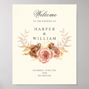 Affiche mariage champagne roses douces roses