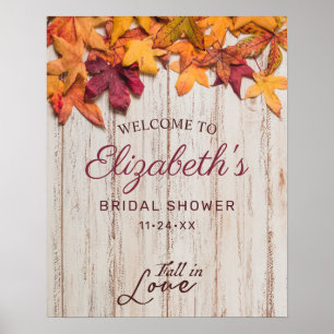 Affiche Mariage champêtre Fleurs d'automne en bois