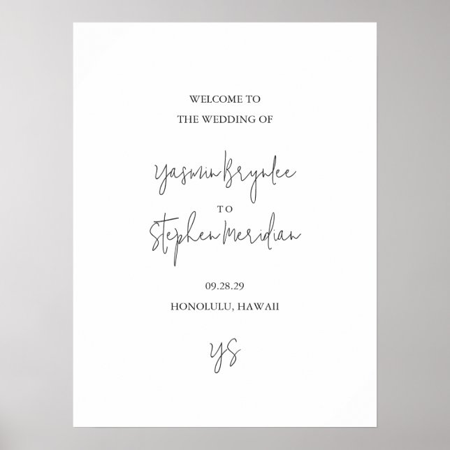 Affiche Mariage chic moderne noir et blanc (Devant)