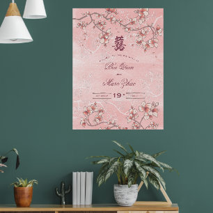 Affiche Mariage chinois à deux fleurs de pêche