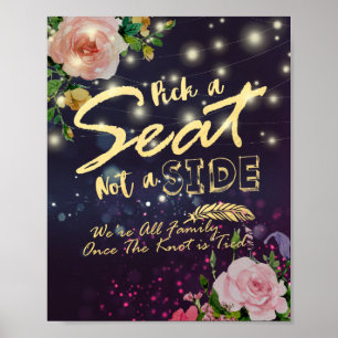 Affiche Mariage Choisir Un Siège Pas Un Côté Floral Chaîne
