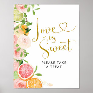 Affiche Mariage Citrus Pamplemousse L'amour est doux