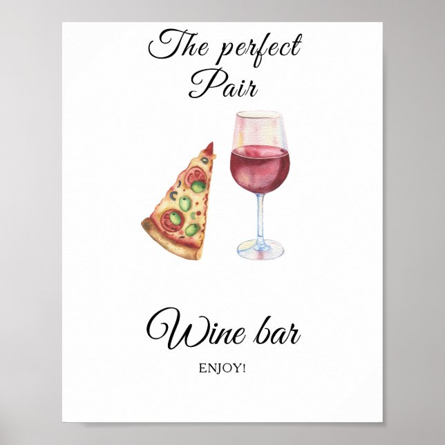 Affiche Mariage civil avec Pizza et Vin - Bar à vin (Devant)