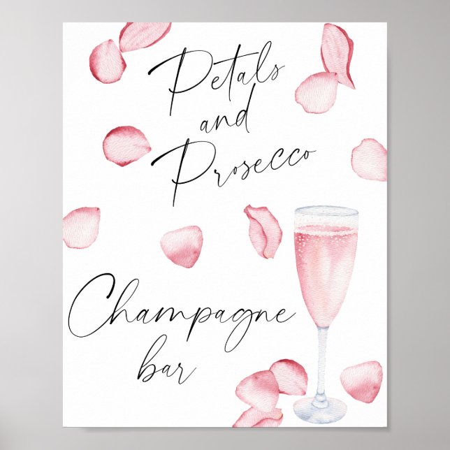 Affiche Mariage civil rose prosecco - Bar à champagne (Devant)