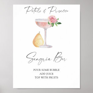 Affiche Mariage civil rose prosecco - bar à sangria