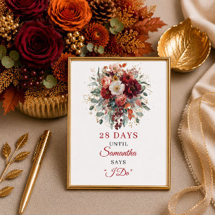 Affiche Mariage classique automnal avec verdure et décorat