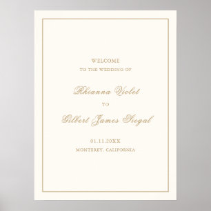 Affiche Mariage Classique aux Bordures d'Ivoire et d'Or Ti