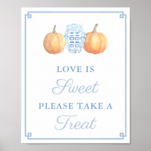 Affiche Mariage classique bleu pâle et orange Shower