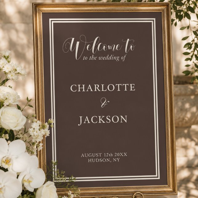 Affiche Mariage Classique Brun Foncé Vieille Fortune  (Créateur téléchargé)