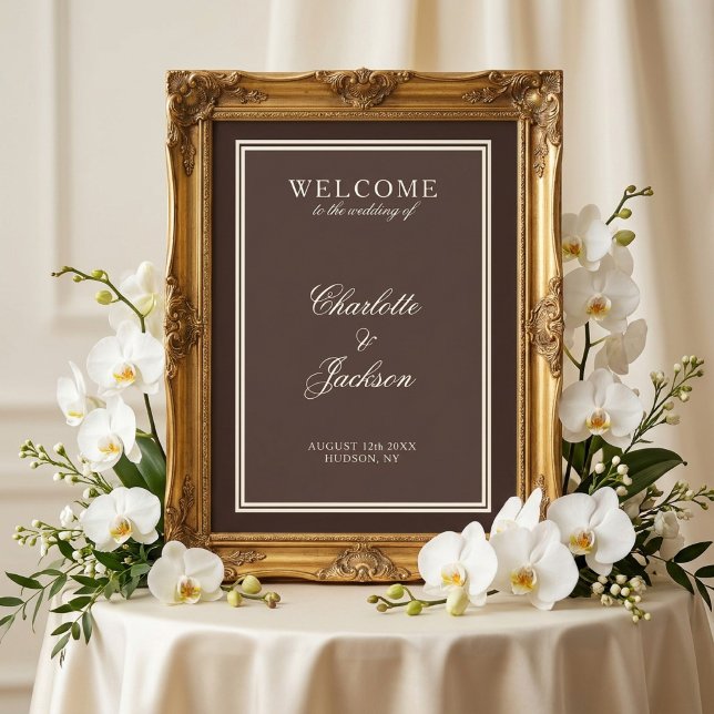 Affiche Mariage Classique Brun Foncé Vieille Fortune  (Créateur téléchargé)