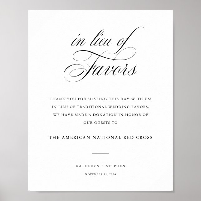 Affiche Mariage Classique Élégant En Lieu Et Place Des Fav (Devant)