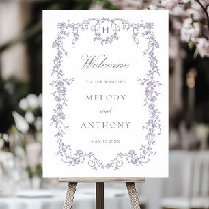 Affiche Mariage classique floral lavande française de bien