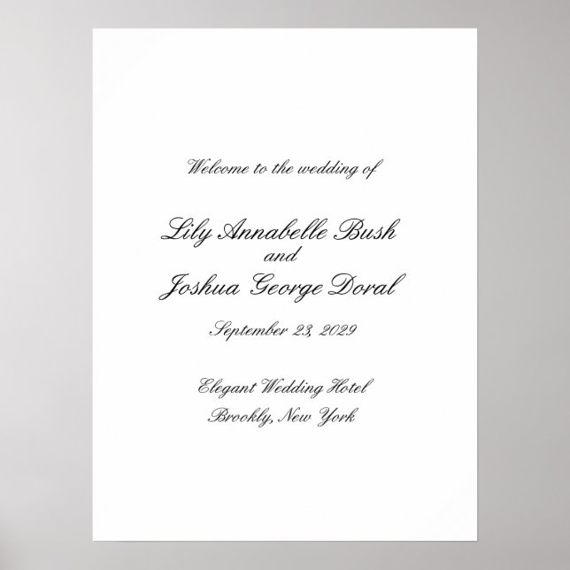 Affiche Mariage Classique Noir et Blanc Intemporel (Devant)