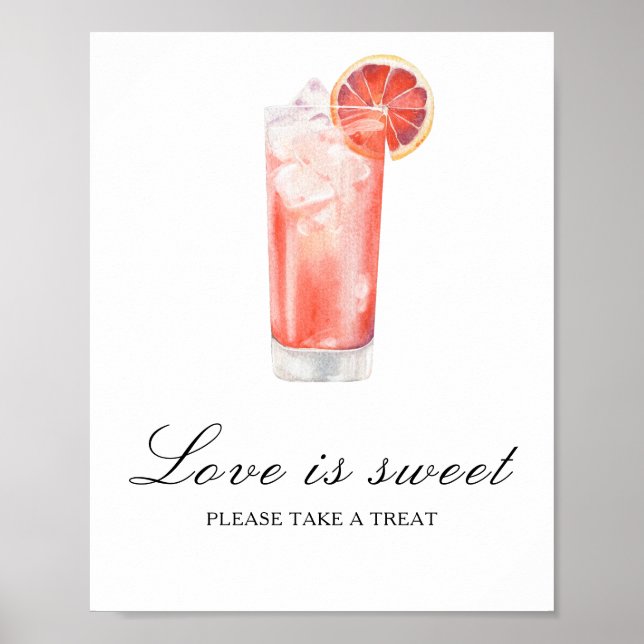 Affiche Mariage cocktail - l'amour est doux (Devant)