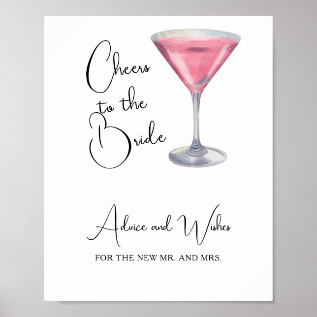 Affiche Mariage cocktail - Vœux pour les jeunes mariés (Devant)