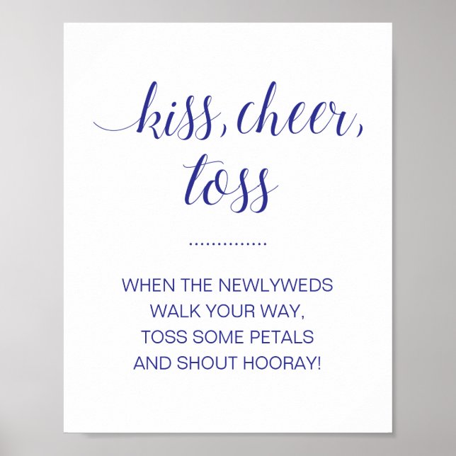 Affiche Mariage Confetti bleu marine Kiss chess Toss Flowe (Devant)