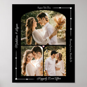 Affiche Mariage Couple Coeurs modernes Collage photo perso