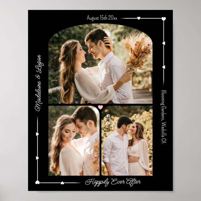 Affiche Mariage Couple Coeurs modernes Collage photo perso (Devant)